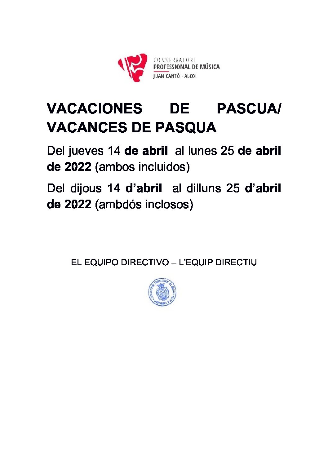 VACANCES DE PASQUA