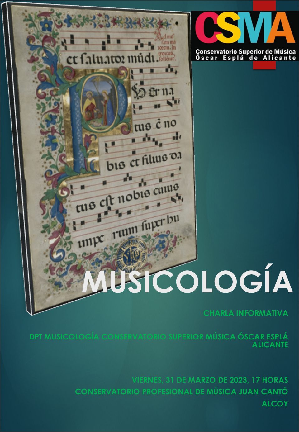 CHARLA DPT. MUSICOLOGÍA CONSERVATORIO SUPERIOR DE MÚSICA «ÓSCAR ESPLÁ» DE ALICANTE