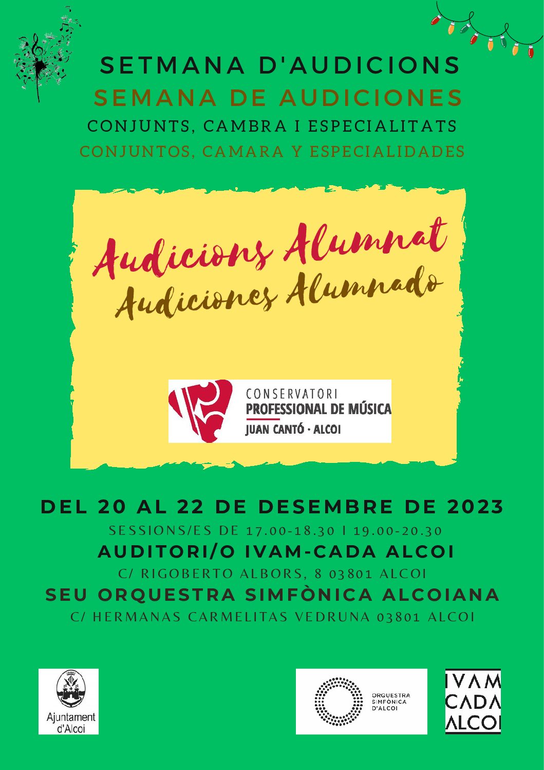 AUDICIONES – DEL 20 AL 22 DE DICIEMBRE