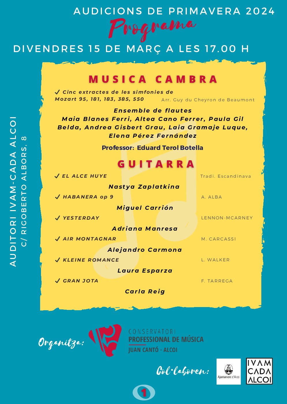 AUDICIÓN MÚSICA DE CÁMARA Y GUITARRA